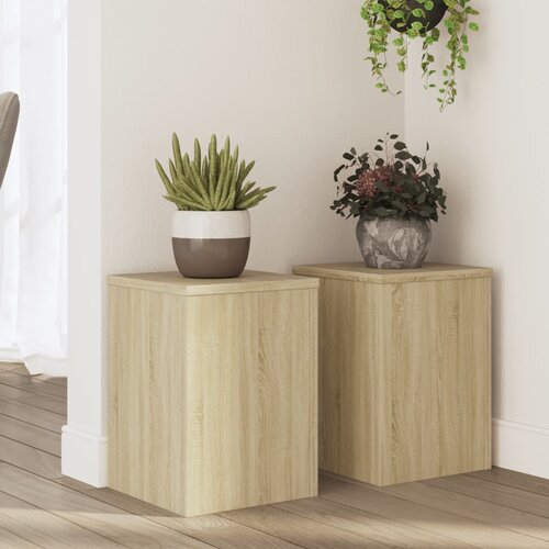 VidaXL Stojalo za rastline 2 kosa sonoma hrast 25x25x35 cm inž. les Slike
