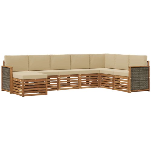 vidaXL Zunanja garnitura za sedenje z blazino 6 pcs Naravna, (5000282374) Cene