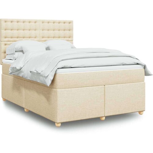  Boxspring - Krevet s oprugama i madracem krem 160x200 cm od tkanine - Krema 160 x 200 cm gumbi Cene
