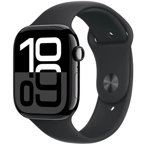 Apple Watch Series 10 GPS 46mm Jet Black AC, Black Sport Band - S/M, (MWWP3QCA)