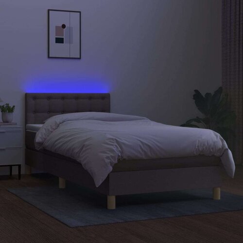  Krevet box spring s madracem LED smeđesivi 80 x 200 cm tkanina Slike
