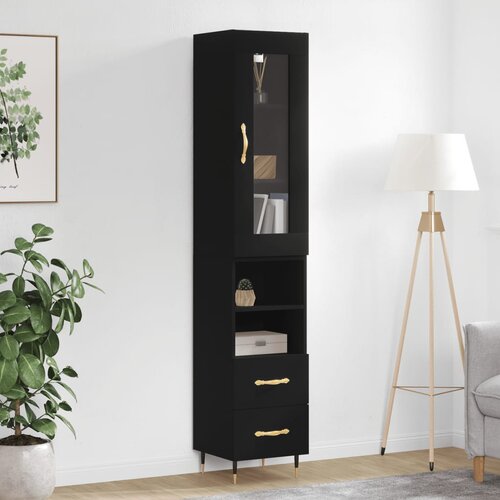  Visoka komoda crna 34,5 x 34 x 180 cm od konstruiranog drva Slike