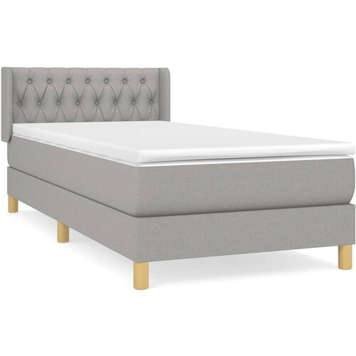 Maison Chic Box spring postelja - Vzmetna postelja z vzmetnico svetlo siv 100x200 cm blago SL7648, (21904592) Slike
