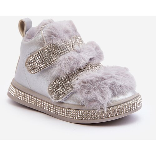 Kesi Children's leather insulated snow boots Silver Leela Cijene