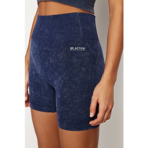 Trendyol Blue Seamless/Seamless Acid Wash Sports Shorts Tights Slike