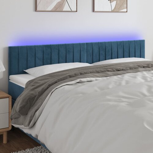 vidaXL LED posteljno vzglavje temno modro 200x5x78/88 cm žamet Cene