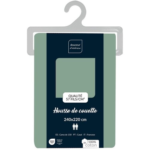 Douceur d intérieur Zelena pamučna navlaka za poplun za bračni krevet/za produženi krevet 240x220 cm Lina &ndash; Cijene