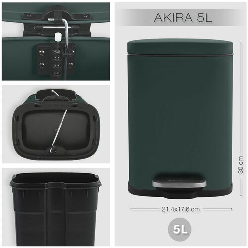 Spirella Tamno zelena željezna kanta za smeće s pedalom 5 l Akira &amp;ndash; Slike
