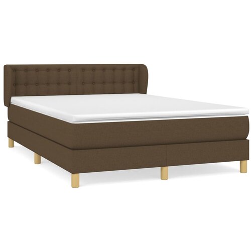 VidaXL Box spring postelja z vzmetnico temno rjav 140x190 cm blago, (20726343) Slike