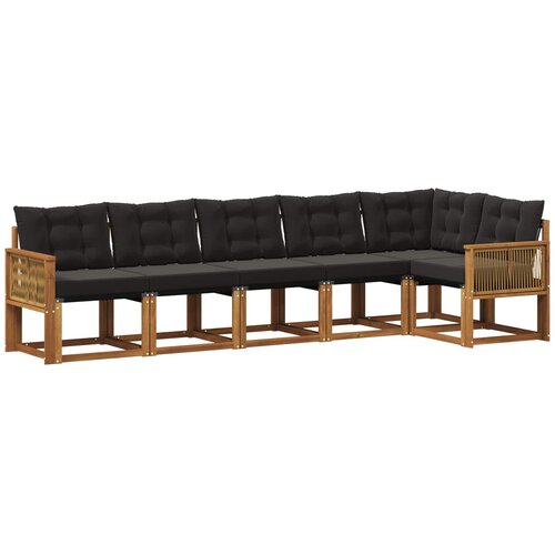 vidaXL Zunanja garnitura za sedenje z blazino 6 pcs Naravna in črna, (5000273258) Cene
