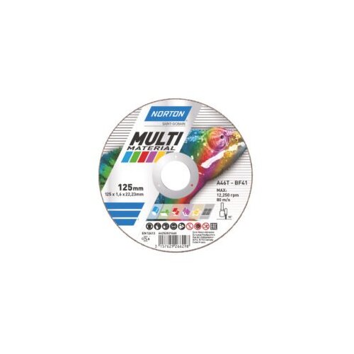 Norton rezna ploča za sve vrste materijala Multi 125&amp;times;1.6&amp;times;22.23mm A46T-BF41 Slike