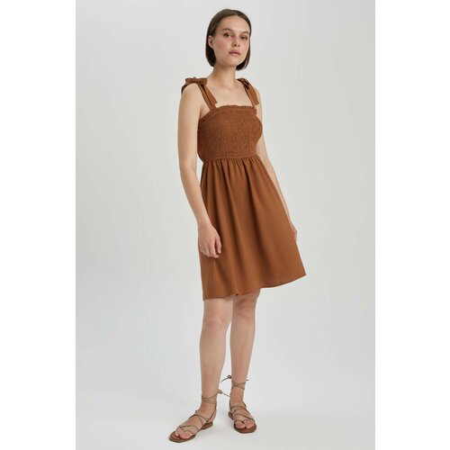 Defacto Strappy linen Mini Short Sleeve Woven Dress Cene