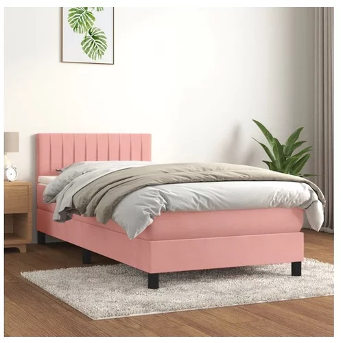 vidaXL Box spring postelja z vzmetnico roza 100x200 cm zamet