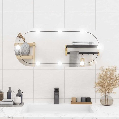  Zidno ogledalo s LED svjetlima 35x80 cm stakleno ovalno Slike