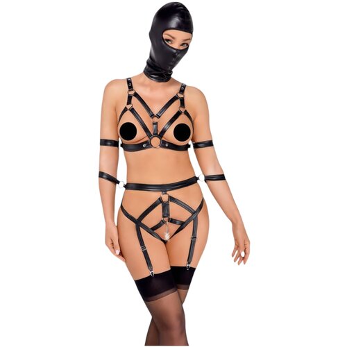 Bad Kitty set pojasa za tijelo i maska za glavu (crna) Slike