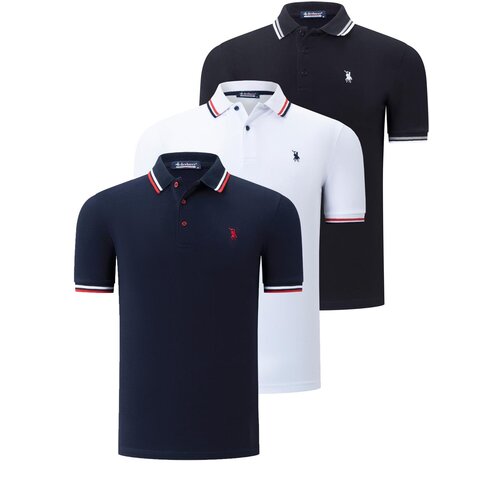 Dewberry TRIPLE SET T8594 MEN&amp;#039;S T-SHIRT-BLACK-WHITE-NAVY BLUE Slike