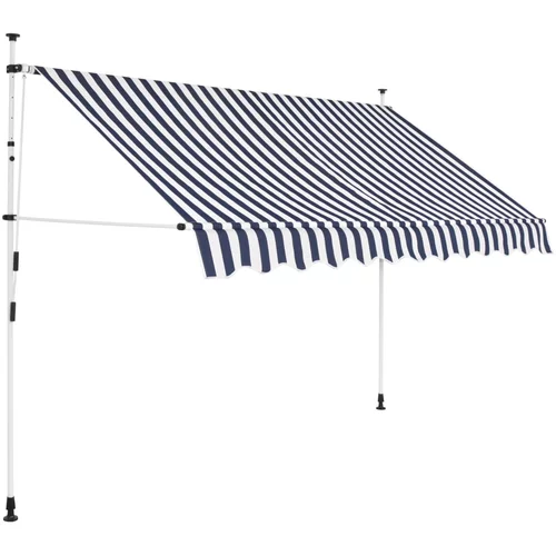 vidaXL Ročno zložljiva tenda 300 cm modre in bele črte, (20609982)