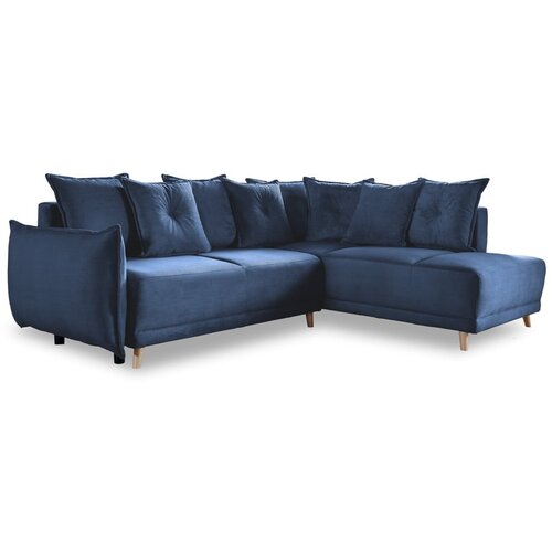 Miuform Tamno plava sklopiva kutna garnitura od samta (s desnim kutom) Lazy Lukka &amp;ndash; Slike