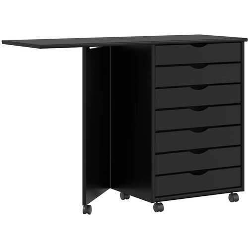 VidaXL Rolling Cabinet z mizo &amp;quot;MOSS&amp;quot; Black Solid Wood Pine Slike