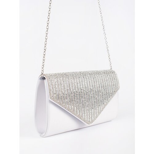 Shelvt Silver small clutch bag decorated with crystals Cene