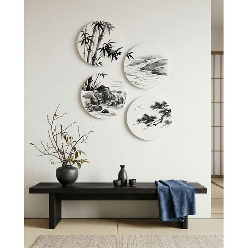 WALLXPERT Huhu1734 - 40 x 40 Multicolor Decorative Framed MDF Painting (4 Pieces) Cene