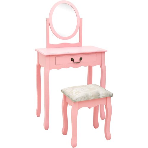 vidaXL Mizica za ličenje s stolčkom roza 65x36x128cm pavlovnija in MDF Cene