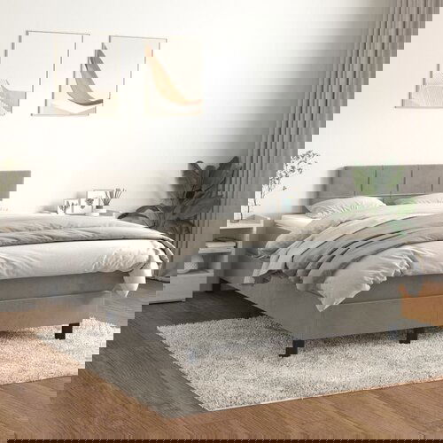 The Living Store Box spring postelja z vzmetnico svetlo siva 120x200 cm žamet - Box Spring Postelja, (21489324) Cene