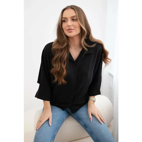 Kesi Oversized blouse with button fasteners black