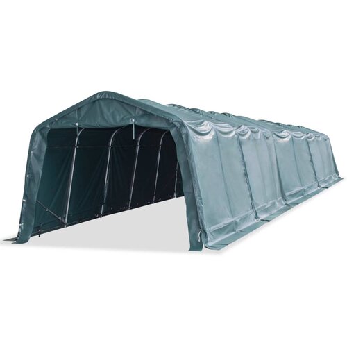 vidaXL Premični šotor za živino PVC 550 g/m² 3,3x16 m temno zelen Cene