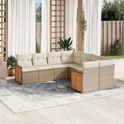 vidaXL 8-dijelni set vrtnih sofa od poliratana s jastucima bež Cijene