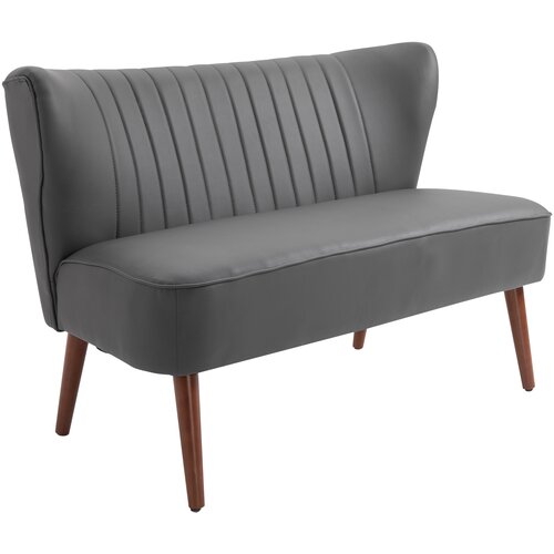 HOMCOM Moderno oblikovana dvosedna zofa, lesen okvir in oblazinjenje iz sivega umetnega usnja, 108,5 x 61 x 79 cm, 108,5 x 61 x 79 cm, (20745117) Cene