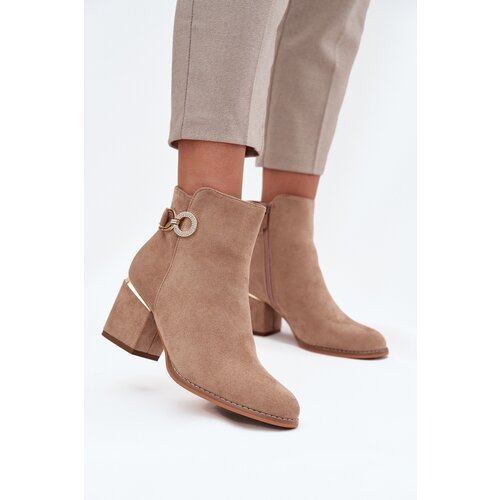 Boto Insulated Women's Ankle Boots with Gold Details on Heel Beige Dorisse Cijene