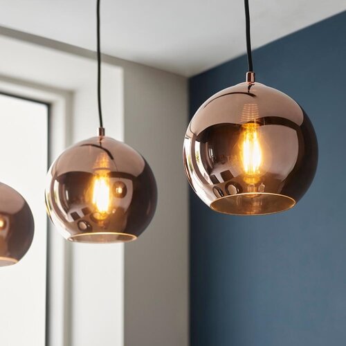  Endon 102929 - Visilica na sajli BOLI 3xE27/10W/230V crna/zadimljeno braon Slike
