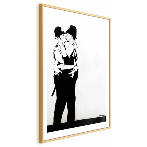  Plakat - The Policemen\'s Kiss 60x90 Zlatni okvir s margom Cene