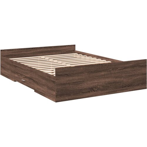 VidaXL Okvir za krevet s ladicama boja hrasta 135x190 cm drveni Slike