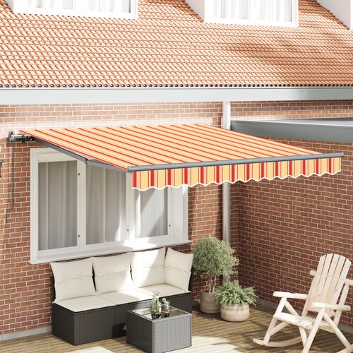 VidaXL Ročno retraktibilna tenda rumena in oranžna 350x250 cm Slike