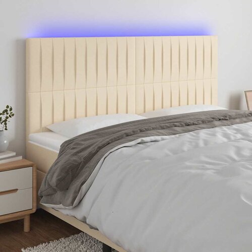  LED uzglavlje krem 180x5x118/128 cm od tkanine Slike