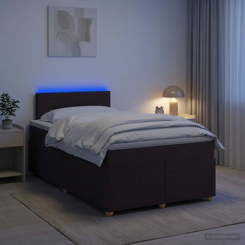  Boxspring krevet s madracem Tamno smeđa 120 x 190 cm Tkanina Slike
