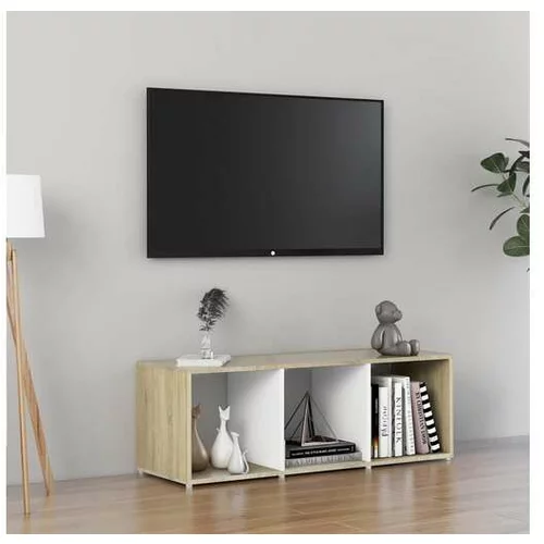  TV omarica bela in sonoma hrast 107x35x37 cm iverna plošča