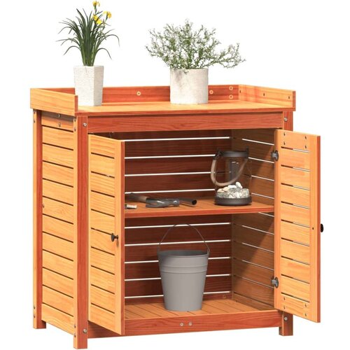 vidaXL Miza za sajenje s policami rjava 82,5x50x86,5 cm trdna borovina Cene