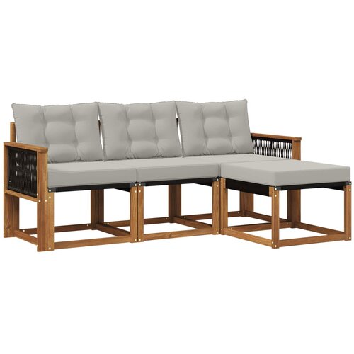 vidaXL Zunanja garnitura za sedenje 4 pcs Naravna in svetlo siva, (5000279769) Cene