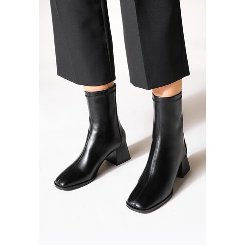 Marjin Women's Heeled Boots Flat Toe Zipper From The Back Nayea Black Cene