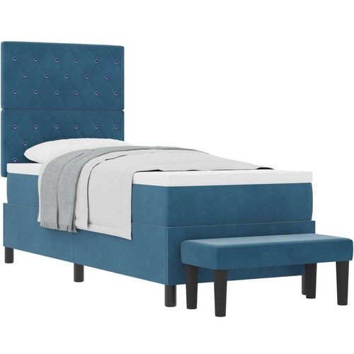  Postelja z vzmetnico z vzmetnico Temno modra 80 x 200 cm Žamet, (5000126091) Cene