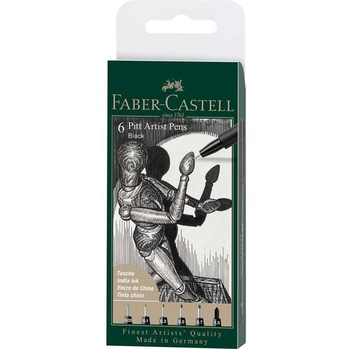 Faber-Castell Flomastri Pitt Artist 199, črni, 6 kosov Slike