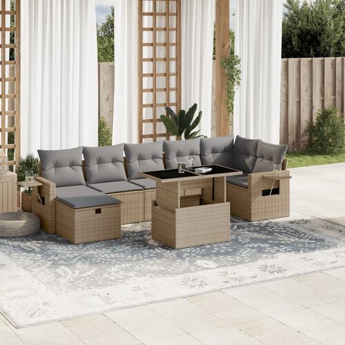  8-dijelni set vrtnih sofa od poliratana s jastucima bež Cijene