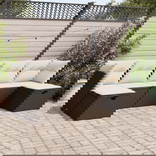 vidaXL 6-dijelni set vrtnih sofa od poliratana s jastucima smeđi Cijene