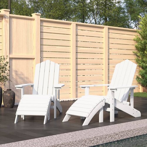 vidaXL Vrtni stoli Adirondack 2 kosa s stolčki za noge HDPE beli Cene