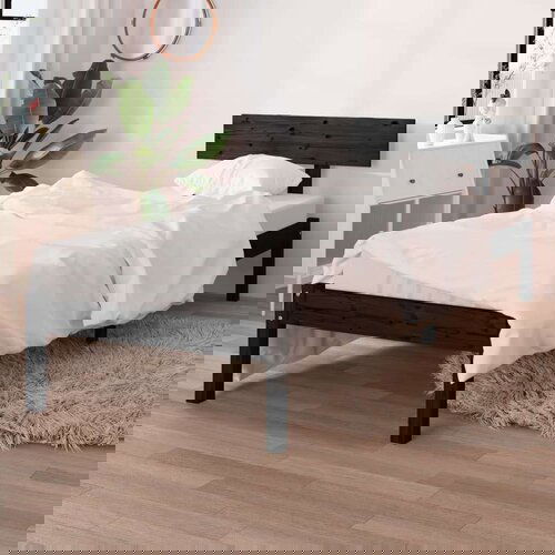  Posteljni okvir črn iz trdne borovine 90x200 cm, (20606087) Cene