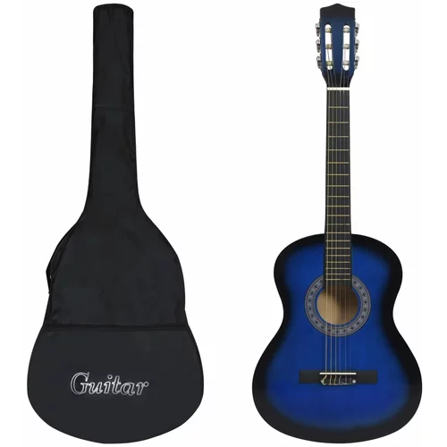 vidaXL Klasična gitara za početnike s torbom plava 3/4 36 "