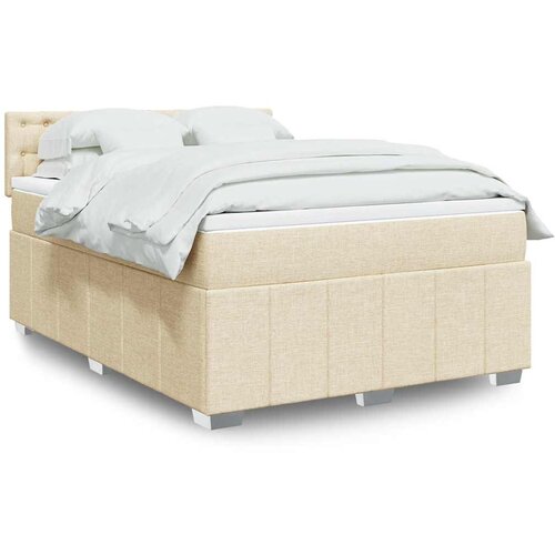  Krevet s oprugama i madracem krem 140 x 190 cm od tkanine Cijene